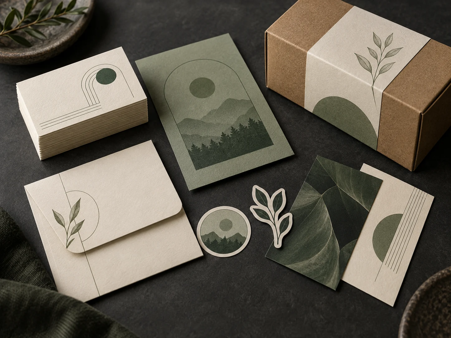 Business cards, stationery, product labels, and printed promotional materials.